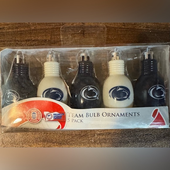 Set of 5 Penn State Light Bulb Christmas Ornaments NIB - Picture 1 of 4